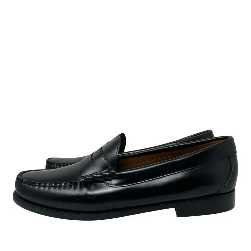 J Crew Penny Loafers Mens 9.5 Black Leather Sole Business Preppy Luxury Shoes